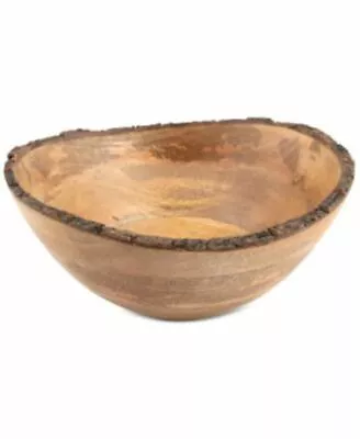 Thirstystone Large Wooden Bowl Figural Shaped Rustic Style Wood Bark Edge -$50 • $23.95