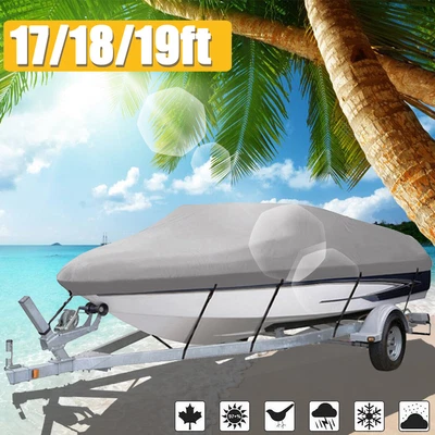 £29.99 • Buy 17-19ft Boat Cover Waterproof Outdoor Storage Speedboat V-Hull Fish Ski Marine