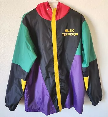 MTV Music Television Mens XL Softshell Windbreaker Jacket Full Zip Hooded  • $24.95