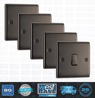 5x BG NEXUS METAL NBN12 BLACK NICKEL Single Light Switch 1 Gang 2 Way 10A • £25.69