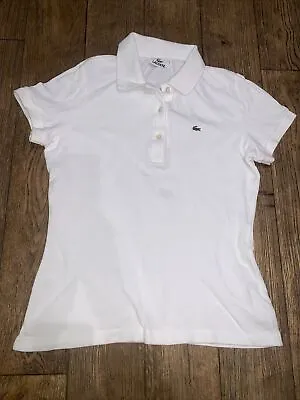 £15 • Buy Lacoste!! Womens, White, 100% Cotton, Slim Polo Shirt, Size 10 , Worn Once