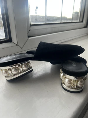 £18.99 • Buy Jeffrey Campbell Black Mules Size 4/36 Open Toes, Brand New, Rhinestone Detail