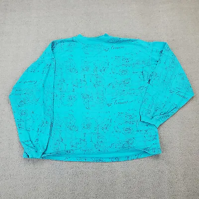 Vintage Jimmy'Z Shirt Men's Medium Pullover Long Selleve Woody Graphics Teal • $79.99