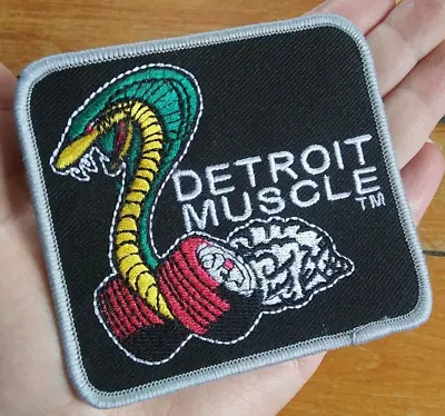 Vtg Style DETROIT MUSCLE Ford Cobra Clothing Sew On Patch Hot Rat Rod BLACK Car • $9.02