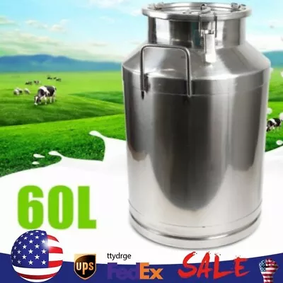 60L Stainless Steel Milk Can Wine Milk Bucket Wine Pail Bucket With Sealed Lid • $131.10