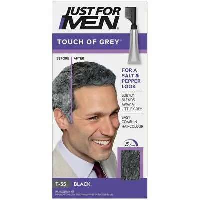 Just For Men Touch Of Grey | Black T55 | Hair Colour Kit | 40g | Blend Away Grey • £9.99
