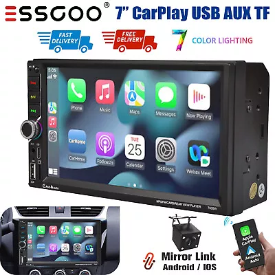 7  Double 2DIN Wireless CarPlay Car Stereo Radio Touch Screen USB AUX BT+Camera • $63.99