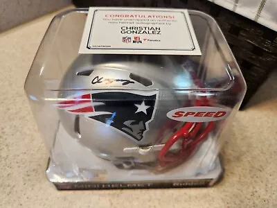 $76 • Buy Christian Gonzalez 2023 Fanatics Under Wraps Rookie AUTO Mini Helmet Patriots CB