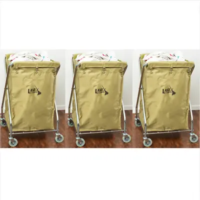 10 Bushel Commercial Rolling Laundry Hamper Linen Hotel Janitor Cart (3 PACK) • $522.97