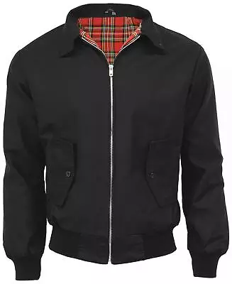 Men's Biker Tartan Lined Bomber Harrington Jacket | Classic Vintage Scooter • £15.95