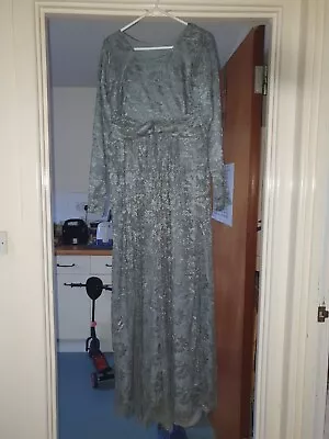 Grey Lacey Abaya Bridesmaidress Long Maxi Dress Gown Sizeuk 8 Fit 55 Inches Long • £10