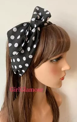 £3.99 • Buy Black Spotty Headband Bandana Hairband Neck Scarf Hair Tie Band Polka Dot Spots