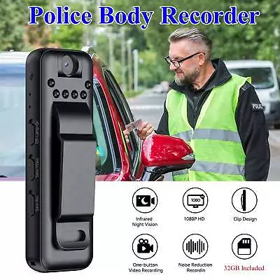 1080P Mini Video Camera Police Body Camera Clip Audio Recorder Camcorder+32GB • $21.59