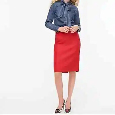 J Crew The Pencil Skirt Size 12P Petite NWT Red Wool Double Serged B0384 Career • $29.99