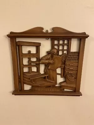 VTG Mid Century Syroco Molded Plastic Wall Hanging “Printer” Made In USA • $25