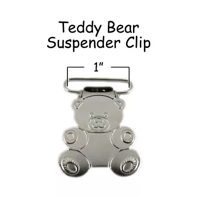 25 Suspender Paci Pacifier Holder Mitten Clips - Teddy Bear 1  W/ Inserts  • $8.99