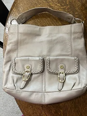 $25 • Buy Emma Fox Ivory Top Zip Leather Satchel Shoulder Bag