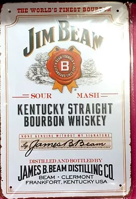 JIM BEAM Rustic Look Vintage Tin Metal Sign Man Cave Shed Garage Bar Sign Drinks • $15