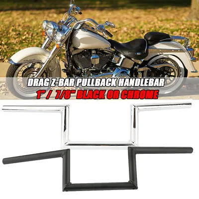 Motorcycle 1  7/8'' Drag Z-Bar Pullback Handlebar For Harley Bobber Triumph BSA • $33.98