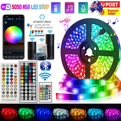 $6.69 • Buy 10M 15M 20M RGB LED Strip Lights 3528 Wifi Smart Music Bluetooth Control Power