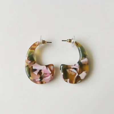 New 38mm MadeWell Resin Hoop Earrings Gift Vintage Women Party Holiday Jewelry • $7.99