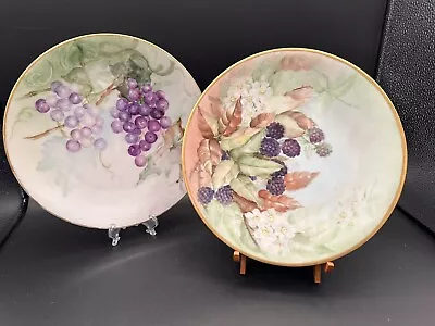 2 T&V Limoges France Hand-Painted Porcelain Plates Ca 1900 Blackberries Grapes • $9.99