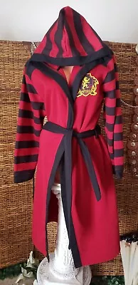 Harry Potter Team Gryffindor Black Maroon Striped House Robe Hooded Sz S/M  • $10