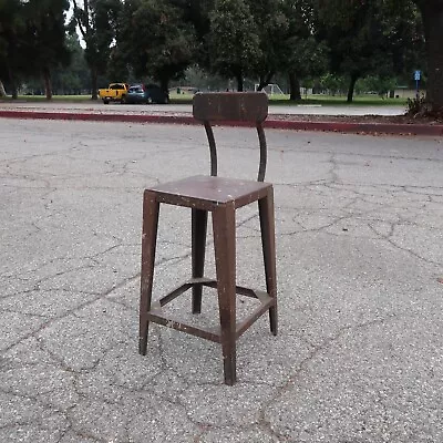 Antique Metal Industrial Stool High Chair Heavy Steel Chair 29 Lb. • $160