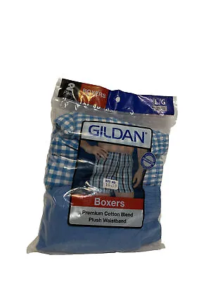 Vintage • Gildan • Blue Plaid Premium Cotton Boxers • 1980 • 2 Pack • Men’s L • $15