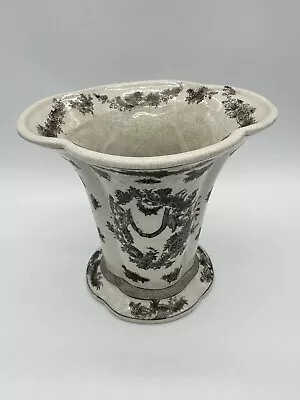 $69.99 • Buy VINTAGE CERAMIC PORCELAIN BLACK And WHITE CHERUB DESIGNS CRACKLE GLAZE VASE