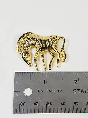 Vintage Gold Tone Zebra Brooch Pin Jewelry • $9.99