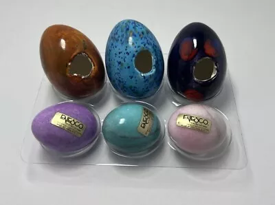 Vintage Polished Enesco 1985 Marble Clay Eggs Various Multi Colored Lot 6 • $19.99