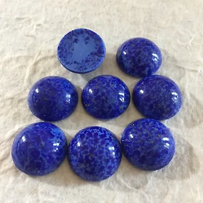 AL975 Vintage Glass Cabochons 18mm Round  Lapis' With Gold Specks Unfoiled (8) • $6.99