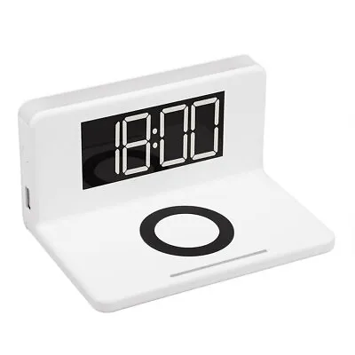 $36 • Buy Rewyre Phone Charger Dock For Apple/Samsung Digital Alarm Clock QI Wireless WHT