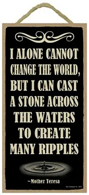 Mother Teresa  I Alone Cannot Change The World But I ... Wood Sign 10x5 NEW B59 • $12.99