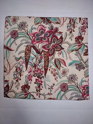 Pottery Barn Euro Pillow Sham Zip 20x20 Floral Jungle Garden Multicolor Cotton • $19.49