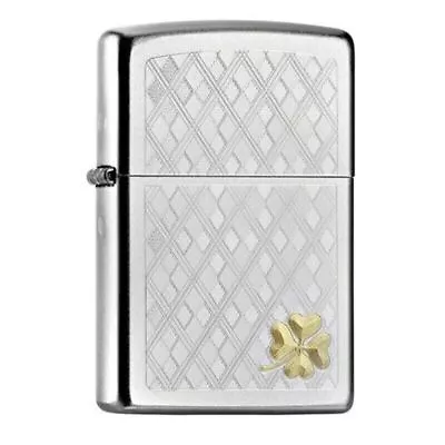 Zippo Lighter Golden Four Leaf Clover • $100.87