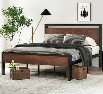 Full Size Bed Frame With Wooden Headboard & FootboardMahogany • $156.99