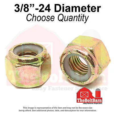 3/8 -24 Grade 8 Nylon Insert Lock Nuts Zinc Yellow Fine Thread (Pick Qty) • $287.41