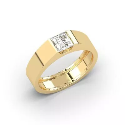 Natural Diamond Band 1.00 Ct Princess Cut Mens Wedding Ring 5 Mm 18K Yellow Gold • $11335.44