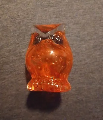 Vintage Orange Lefton Paper Weight Hand Blown Glass Bubble Owl Figurine • $19.95