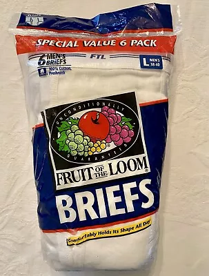 Vintage 1996 Fruit Of The Loom Mens Briefs Size L 38-40 NEW NOS 6 Pack • $44.95