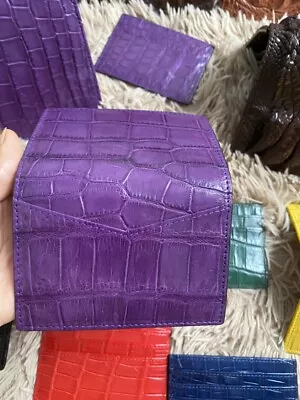 Purple Crocodile Leather Credit Card Holder DOUBLE SIDE (any Colors) • $98