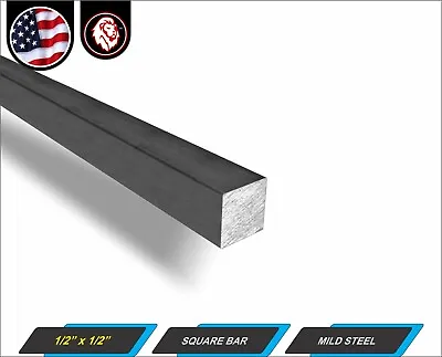 1/2  Square Metal Bar - Square Metal Stock - Mild Steel - 12  Long (1-ft)  • $3.50