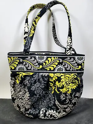 VERA BRADLEY Shoulder Tote Bag Baroque Black Yellow Interior • $18