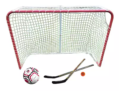 6 Ft Ice Hockey Goal Net Soccer Ball Street Goal 2pc  37  Hockey Sticks Set For2 • $159.50