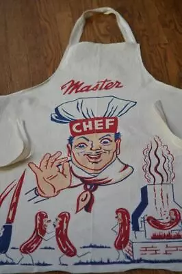 Bright Colorful Vintage 1950's Master Chef Screen Printed Graphics Apron Unused • $29.90