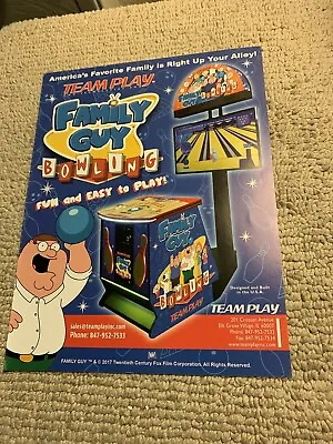 Original 2018 11-8 1/4” Family Guy Bowling Team Play Arcade Video Game FLYER AD • $8.49