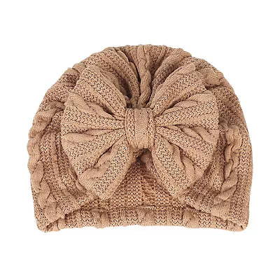 Newborn Beanie Hat Warm Elastic Adorable Bow Knot Baby Hat Solid Color • $15.20