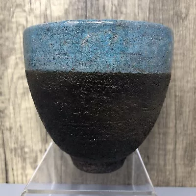 Geoff Townsend Raku Pottery Vase With Turquoise Crackle Glaze #1281 • £20